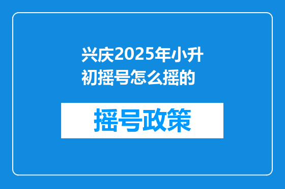 兴庆2025年小升初摇号怎么摇的