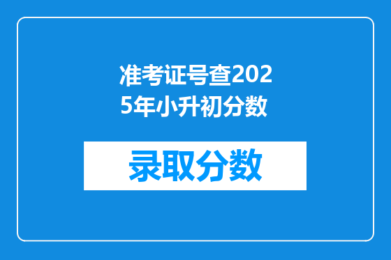 准考证号查2025年小升初分数
