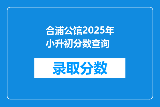 合浦公馆2025年小升初分数查询