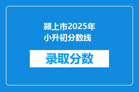 颍上市2025年小升初分数线