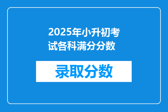 2025年小升初考试各科满分分数