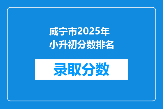 咸宁市2025年小升初分数排名
