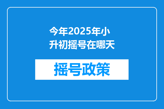今年2025年小升初摇号在哪天