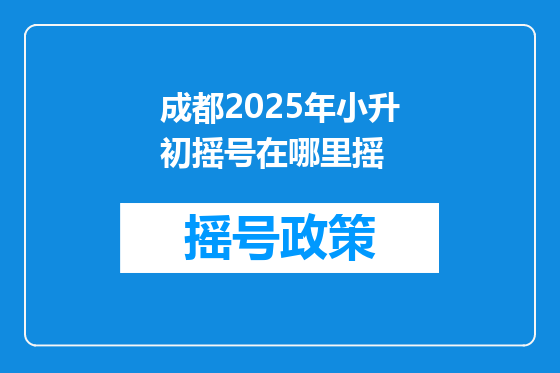 成都2025年小升初摇号在哪里摇