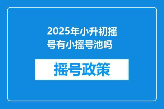 2025年小升初摇号有小摇号池吗