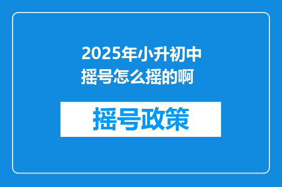 2025年小升初中摇号怎么摇的啊