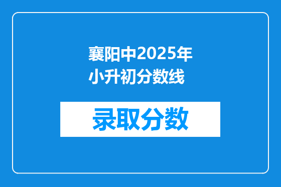 襄阳中2025年小升初分数线