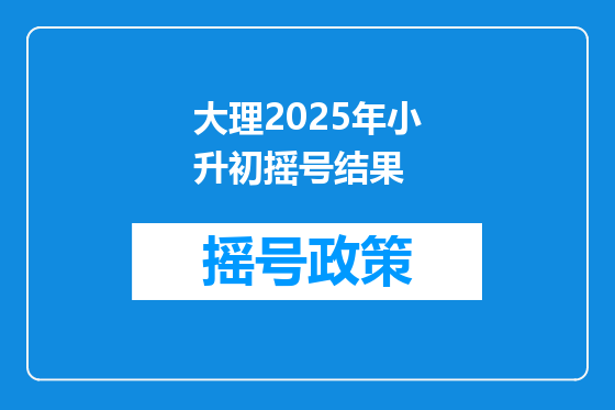 大理2025年小升初摇号结果