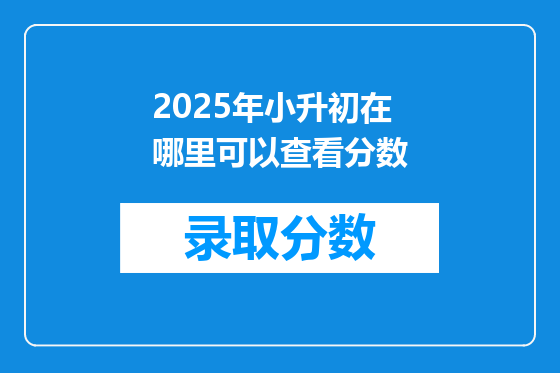 2025年小升初在哪里可以查看分数