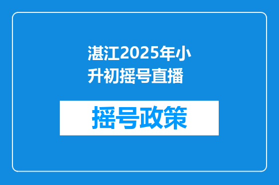 湛江2025年小升初摇号直播
