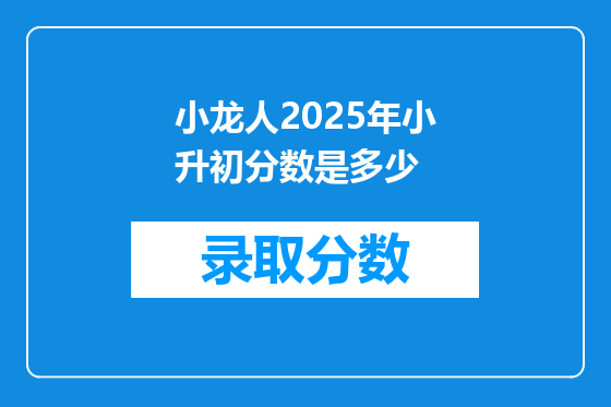 小龙人2025年小升初分数是多少