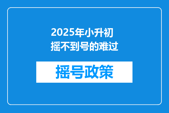 2025年小升初摇不到号的难过