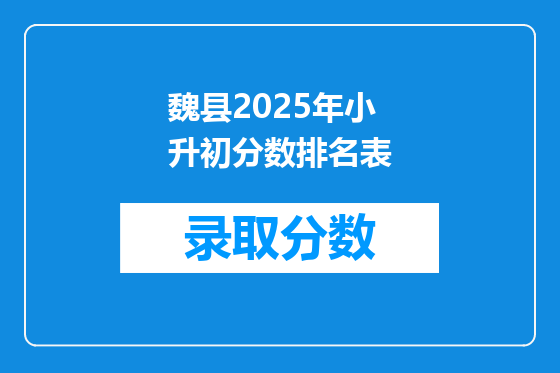 魏县2025年小升初分数排名表