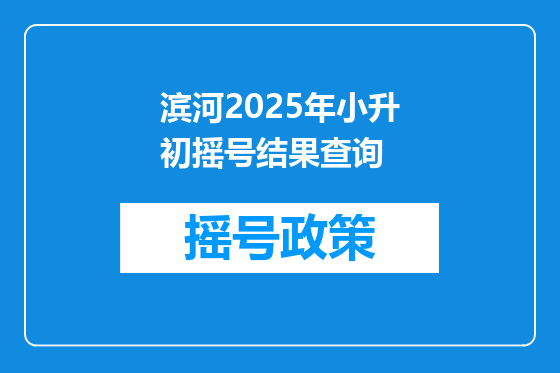 滨河2025年小升初摇号结果查询