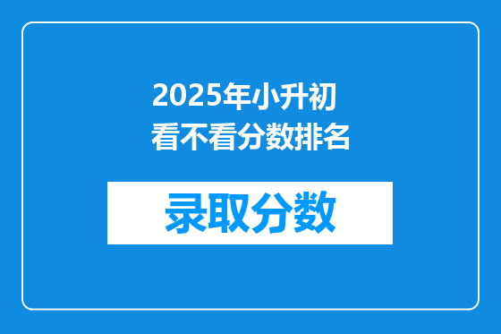 2025年小升初看不看分数排名