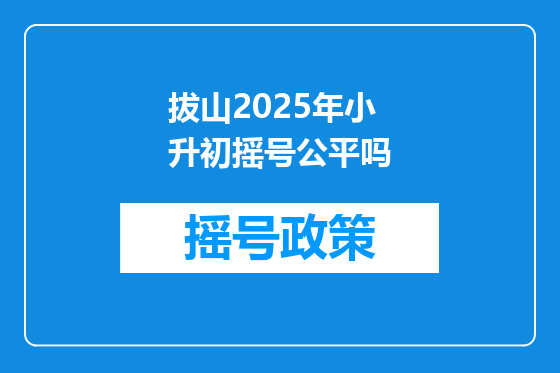 拔山2025年小升初摇号公平吗