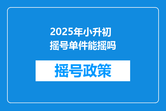 2025年小升初摇号单件能摇吗