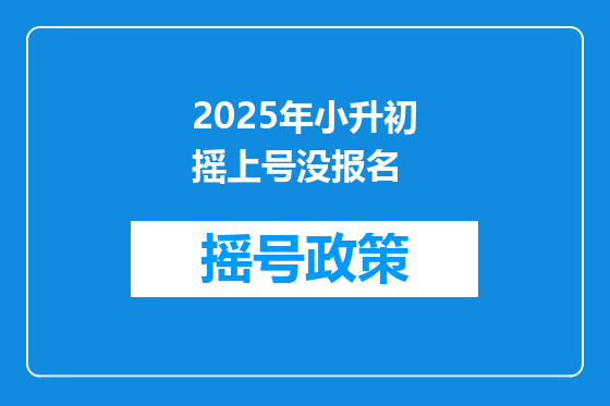 2025年小升初摇上号没报名