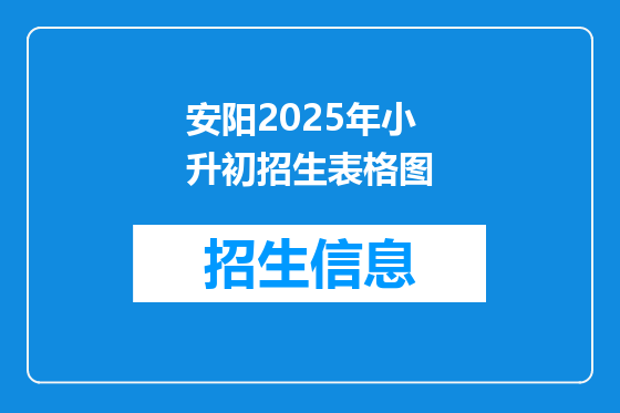 安阳2025年小升初招生表格图