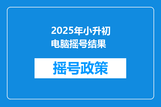 2025年小升初电脑摇号结果
