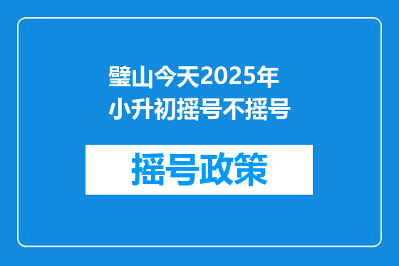 璧山今天2025年小升初摇号不摇号