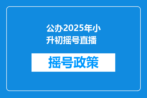 公办2025年小升初摇号直播