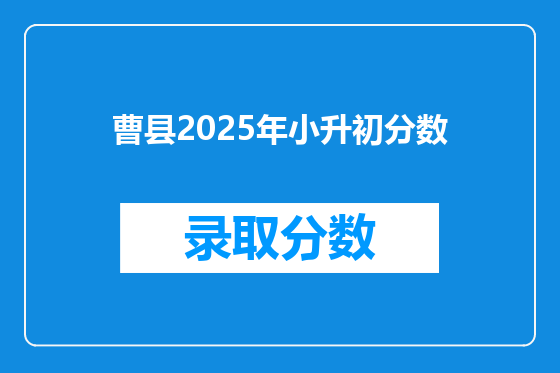 曹县2025年小升初分数