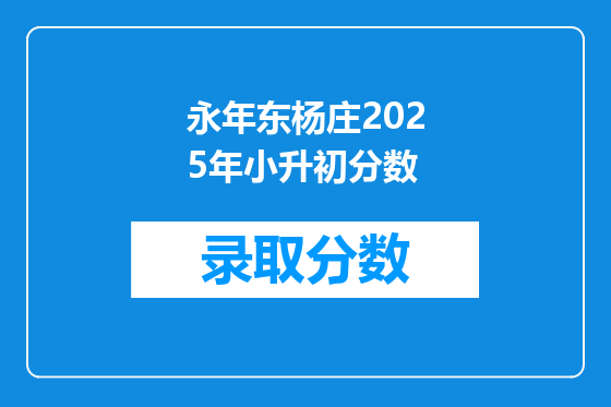 永年东杨庄2025年小升初分数