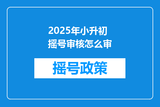 2025年小升初摇号审核怎么审