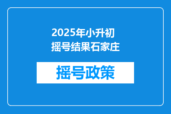 2025年小升初摇号结果石家庄