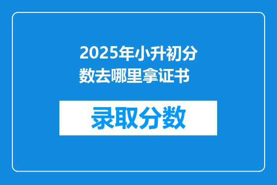 2025年小升初分数去哪里拿证书