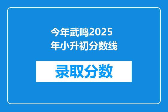 今年武鸣2025年小升初分数线