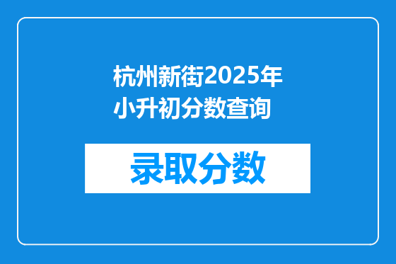 杭州新街2025年小升初分数查询