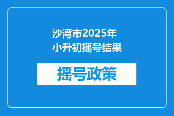 沙湾市2025年小升初摇号结果