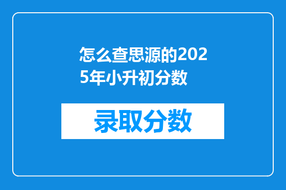 怎么查思源的2025年小升初分数