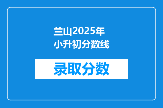 兰山2025年小升初分数线