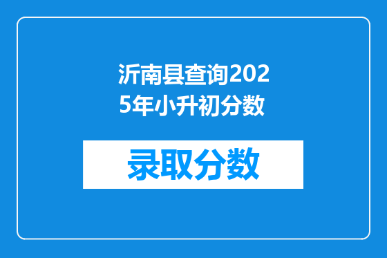 沂南县查询2025年小升初分数