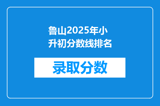 鲁山2025年小升初分数线排名