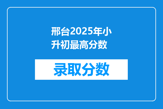 邢台2025年小升初最高分数