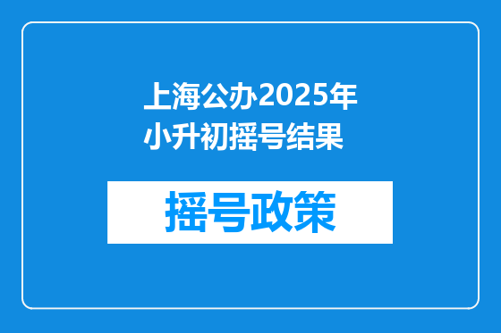 上海公办2025年小升初摇号结果
