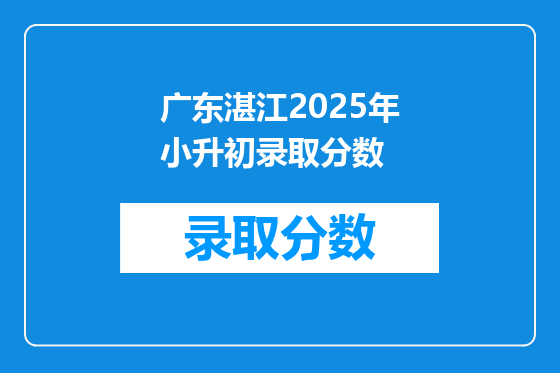 广东湛江2025年小升初录取分数