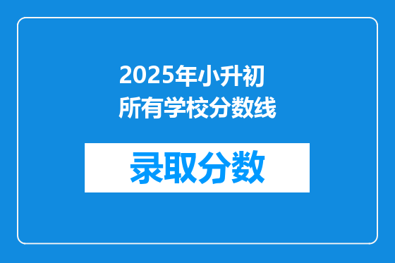2025年小升初所有学校分数线