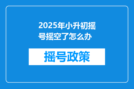 2025年小升初摇号摇空了怎么办