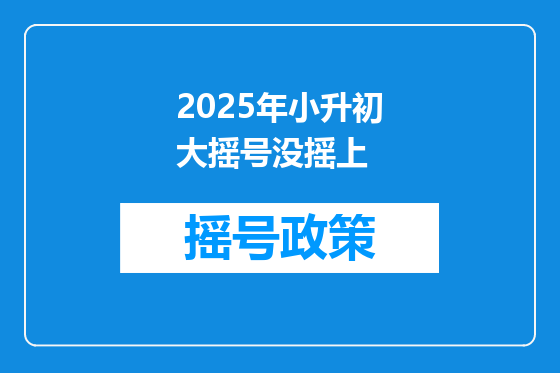 2025年小升初大摇号没摇上