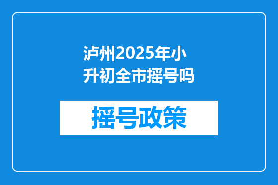 泸州2025年小升初全市摇号吗