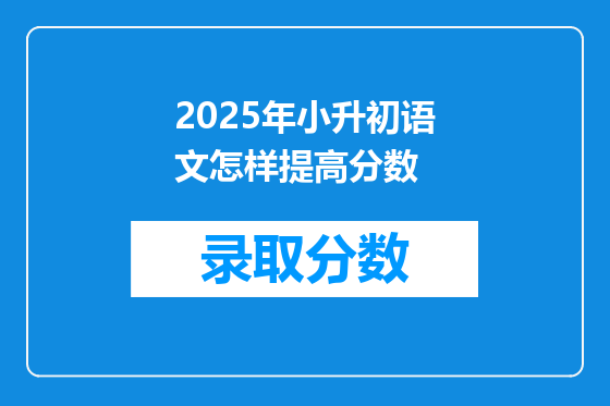 2025年小升初语文怎样提高分数