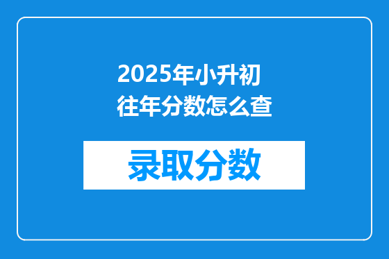 2025年小升初往年分数怎么查