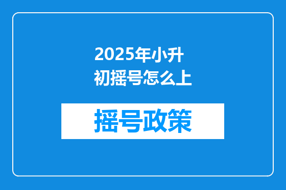 2025年小升初摇号怎么上