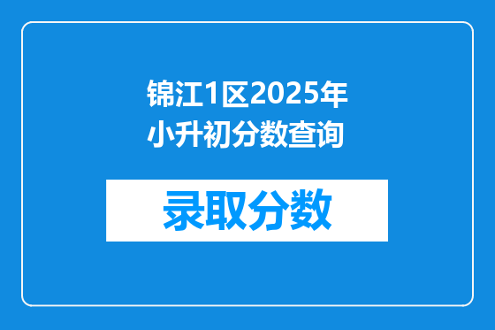 锦江1区2025年小升初分数查询