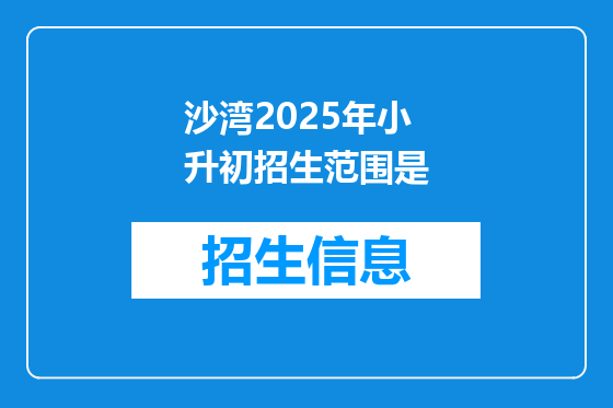 沙湾2025年小升初招生范围是